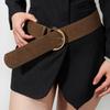 Suede Leather Waistband Metal Buckle Western Cowboy Belt Fashion Women Wide Belt  Men