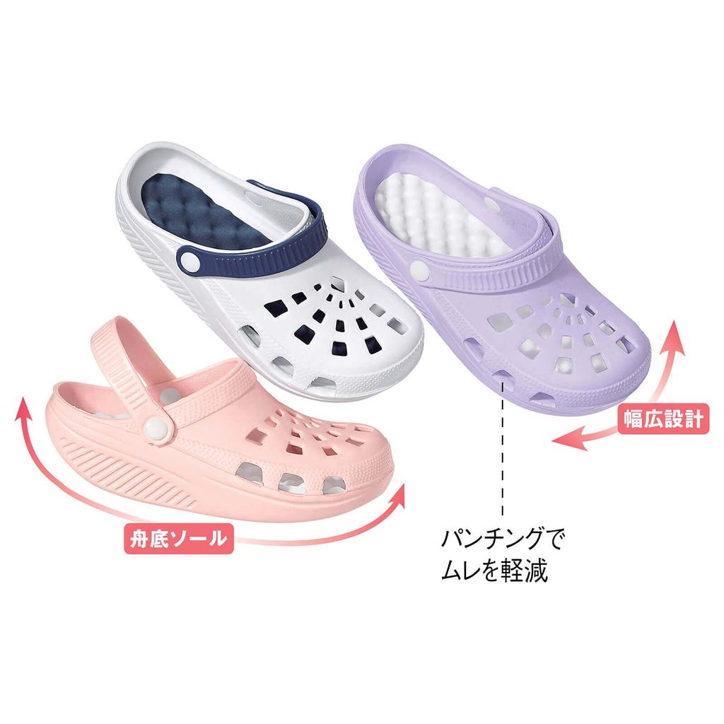 Anfamie Nurse for Nursing Sizes Lavender Sandals, Lightweight, 2-Way, Wide, Sweat-Resistant, Care, Women's, 23.5-24.0cm,