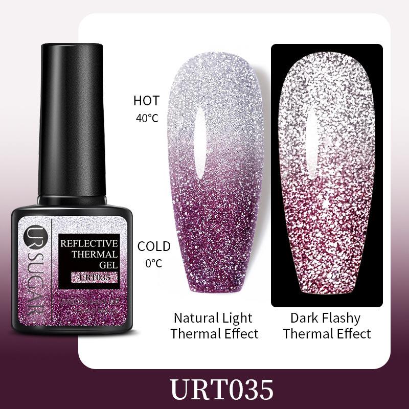 Bouncing Warm Glitter Powder Broken Diamond Glue, Bright And Explosive Glitter Phototherapy Glue Removable Color-Changing Nail Polish Glue Set