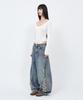 Sekeondeusolteu Balloon Damaged Denim Pants (Vintage Blue)