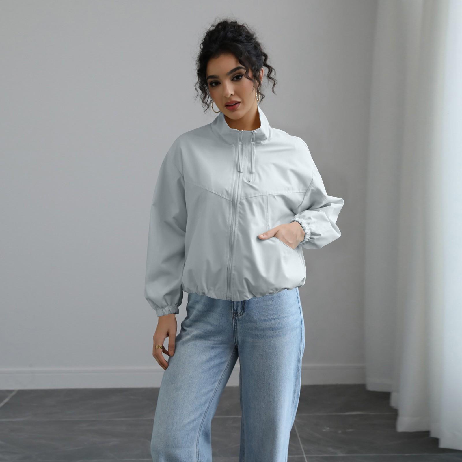 

Женский модный тренч, короткий, со стоячим воротником, тонкая куртка XL