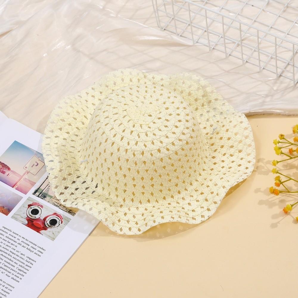 

Hollow Out Baby Hats Large Brim Bucket Hat Cute Beach Hats Summer світло-жовтого кольору