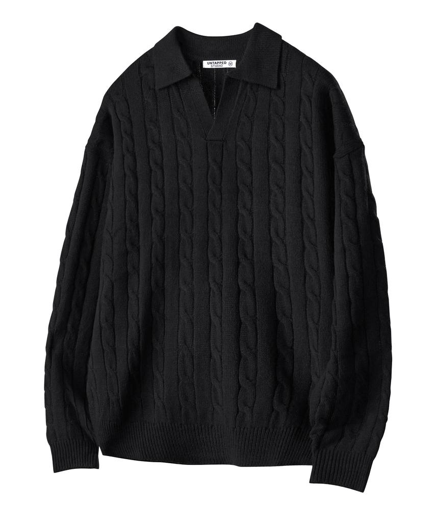 Untact Studio Oversized Cable Collar Knit 3 Colors