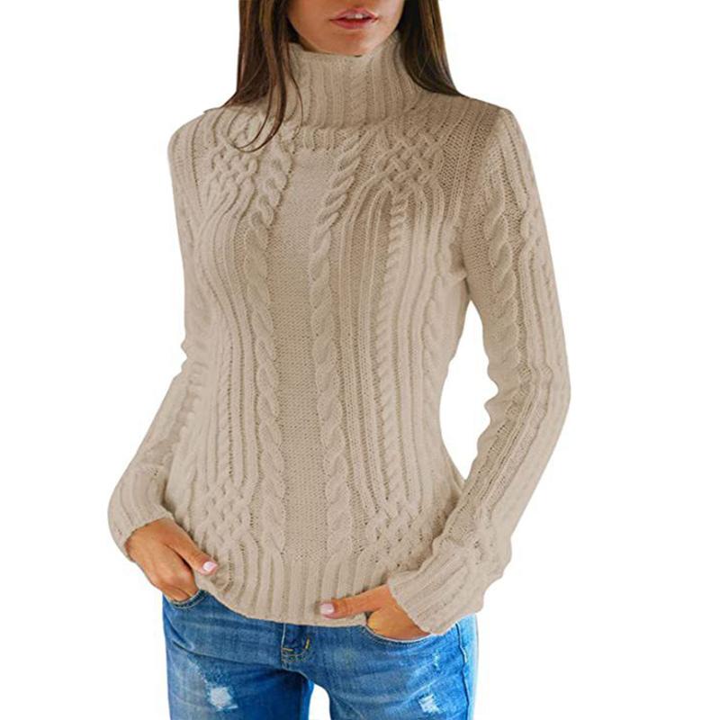 

Кашемировый свитер Женский вязаный свитер Шерстяной свитер с высоким воротом и длинными рукавами Зимний осенний свитер Одежда Женский свитер S абрикосовый