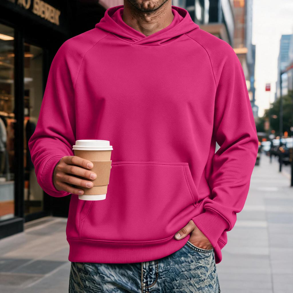 Men's Raglan Hoodie with Pocket - Long Sleeve Casual Pullover