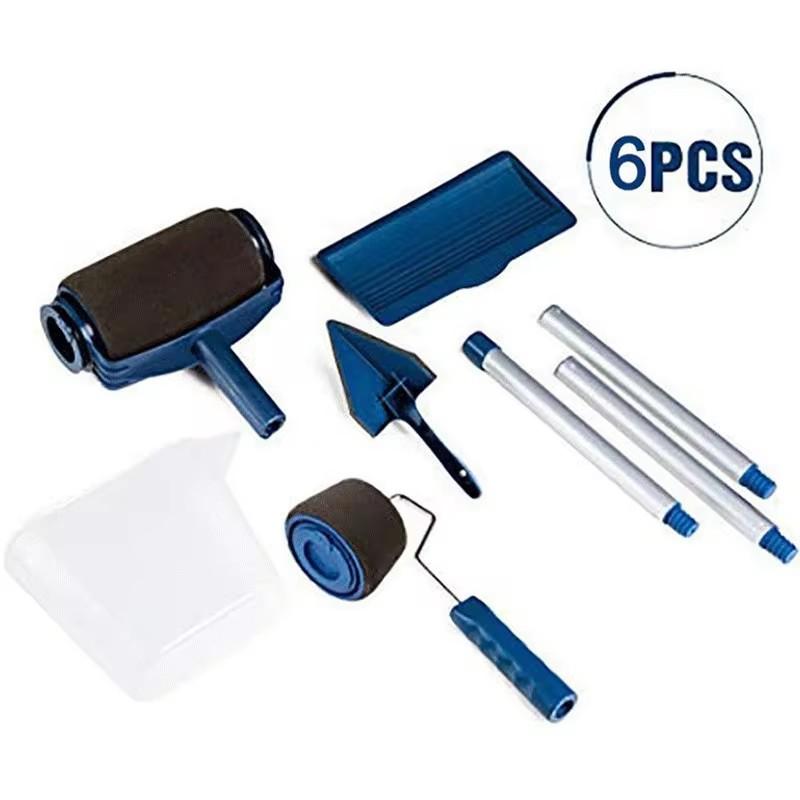 

6-компонентный многофункциональный малярный валик, угловая кисть, рукоятка-инструмент, валик для покраски стен, сделай сам, для дома, простая в использовании малярная кисть