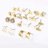 12pairs/set Fashion Hollow Out Delicate Diamond Earrings Set