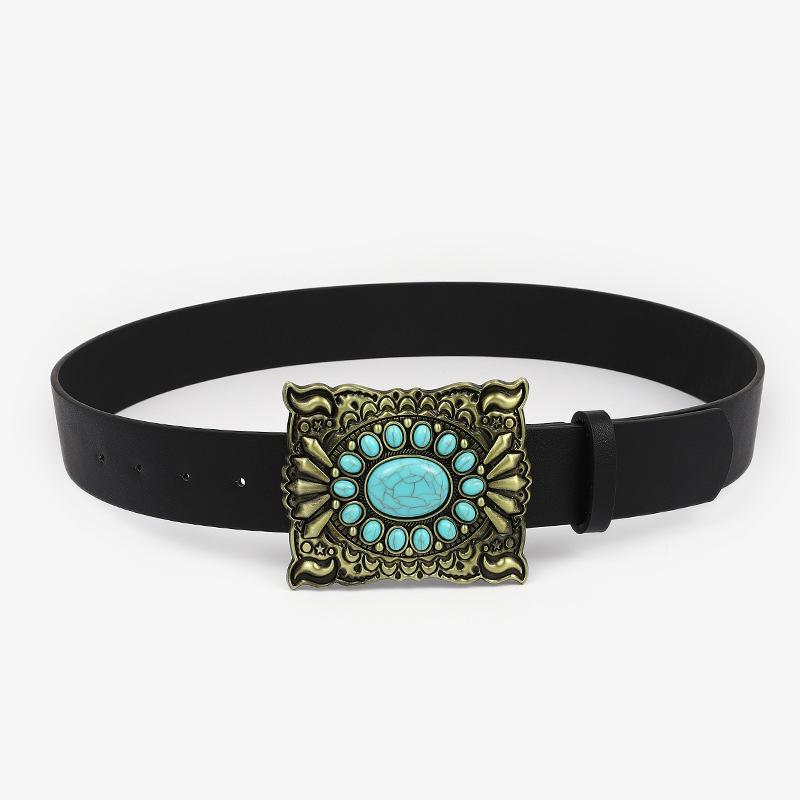 12 Vintage Court Gem Inlaid Women'S Wide Belt Decorative Clothing Antique Women'S Belt