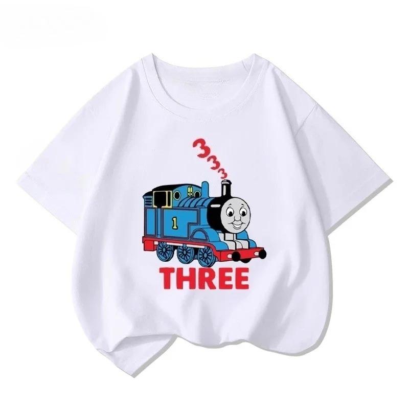 Thomas Train Fun Cartoon Printed New Boys and Girls Summer Cotton Fashion Comfortable T-shirt 150