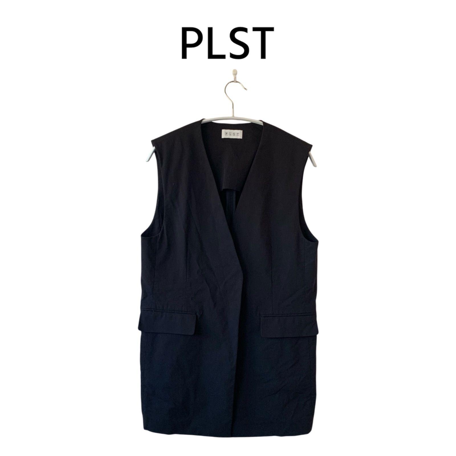 PLST High Stretch Linen Mix Colorless Gilet Vest S Black