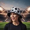 Folding Soccer Pattern Bucket Cap Korean Style Football Fisherman Hat Sunscreen Basin Cap  Work