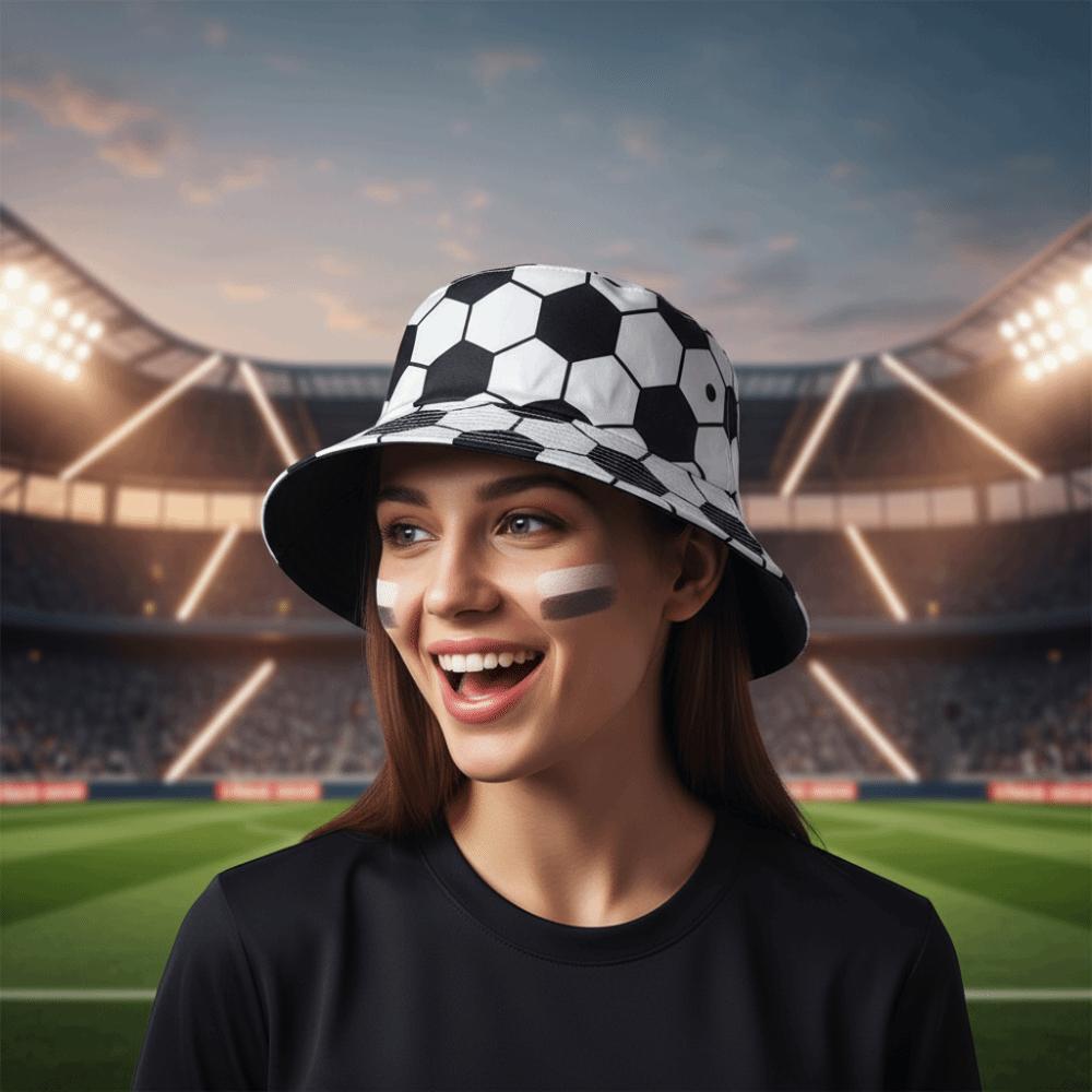 Folding Soccer Pattern Bucket Cap Korean Style Football Fisherman Hat Sunscreen Basin Cap Work
