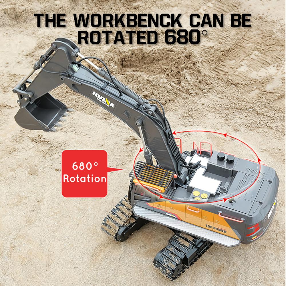 Non-Toxic Huina 1592 Rc Excavator 1:14 Alloy Remote Radio Controlled 22Ch Big Engineering Vehicle Simulation Navvy Rc Truck Toy For Children