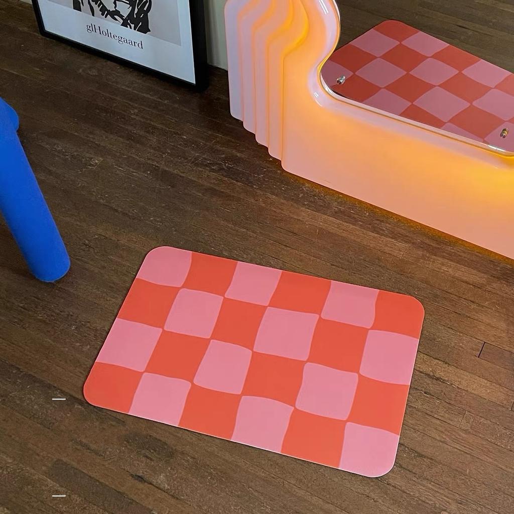 Creative Checkerboard Quick-drying Door Mat Modern Simple Diatom Mud Absorbent Mat Bathroom Toilet Non-slip Rug