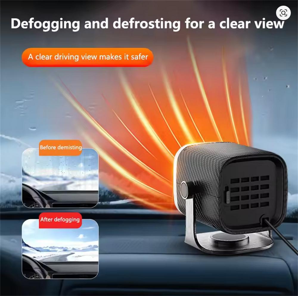 24V Car Truck Heater 150W Portable Electric Heating Fan Defroster Demister Black