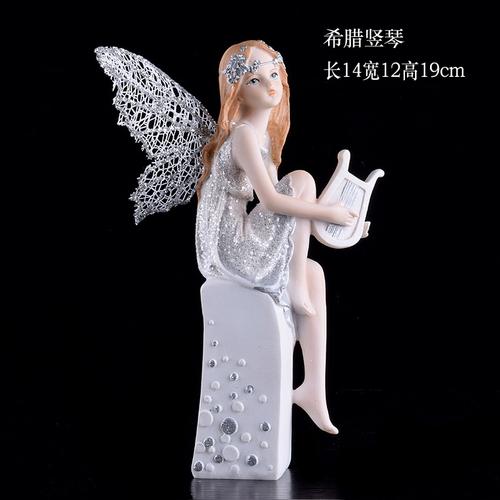 European Violin Angel Resin Craft Flower Fairy Ornaments Creative Children's Room Decor Girl's Birthday Gift Home Accessories