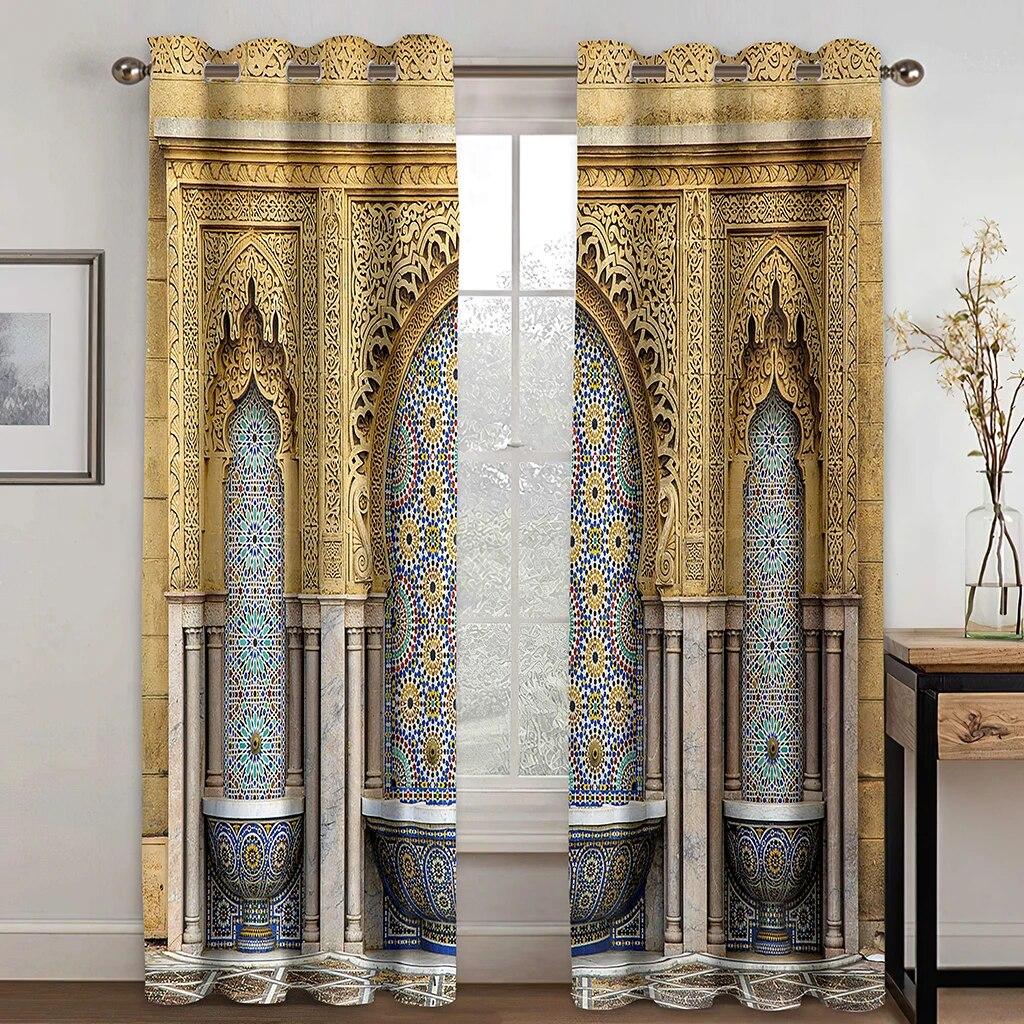 Luxury Doors Yellow Doorknob Ornamental Carved Free Shipping 2 Pieces Thick Curtains For Living Room Bedroom Window Drape Decor