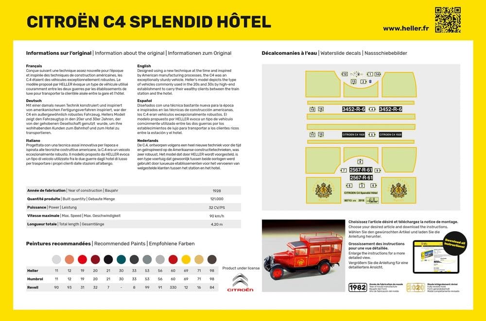 Platz Heller Citroen C4 Splendid Hotel Plastic Model HE80713 1/24 (Car)