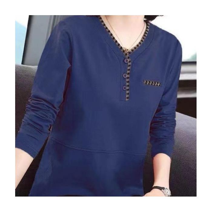 Long-sleeved T-shirt Women's Spring and Autumn Top Large Size New Middle-aged Mother Foreign Versatile Loose Meat-covering Bottoming Shirt