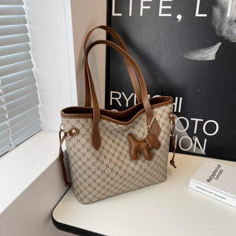 Large Capacity Women'S Fashion Commuter Shoulder Bag Vintage Printed Portable Tote Bag