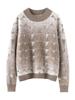 2025 Autumn/Winter Women's Pure Australian Wool Jacquard Sweater - Thick, Cashmere-Feel, Half-High Neck, Loose Fit.
