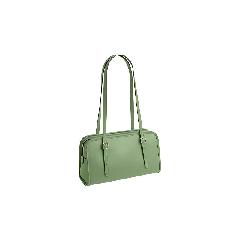 Coach Schultertasche Schwingreißverschluss 25 einfarbig geprägtes Logo Namensschild Reißverschlussöffnung Kartensteckplatz Schutz Füßchen Handschuh gegerbtes Leder Achsel Hand mittel