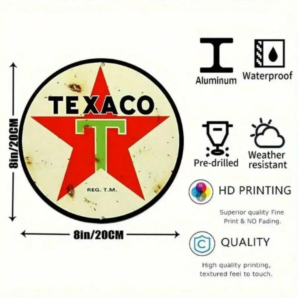 Vintage Texaco Gasoline Metal Sign Retro Garage Wall Decor Weatherproof Man Cave Collectible