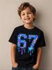 Boys Girls 6 7 Number TShirt Soft Breathable Tee with Neon GlowintheDark 6 7 Design Machine Washable Spring Summer