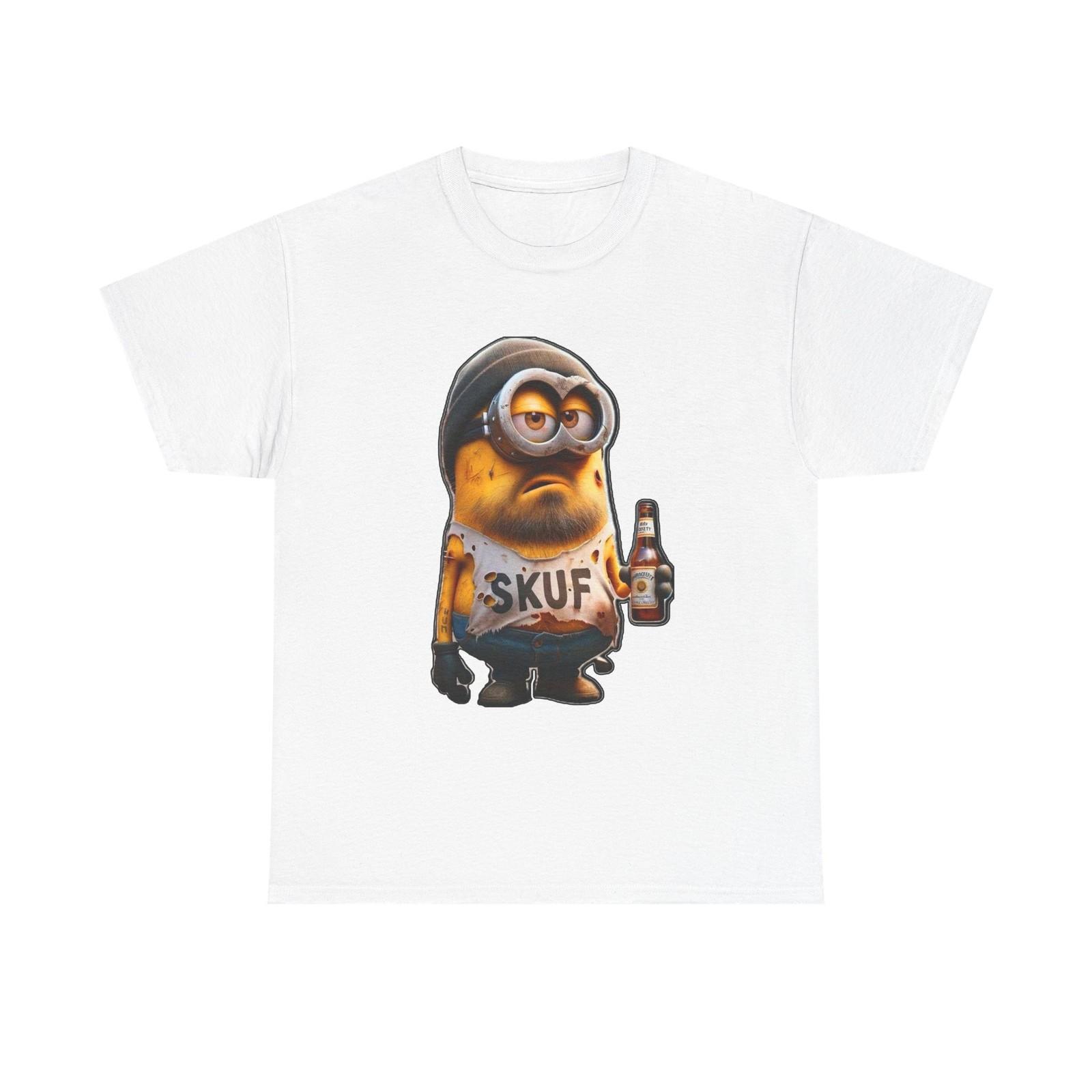 Grungy Minion Character T-Shirt | Funny Cartoon Drunk Minion Tee S разноцветный