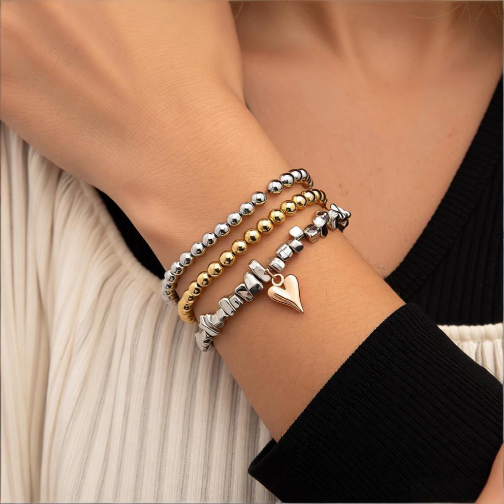 Élégant Collier Pendentif Cœur avec Perles CCB Multicolores Irrégulières