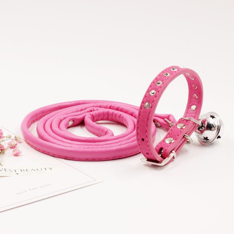 

Cat Collar Dog Collar Rhinestone Velvet Skin Pet Supplies Teddy Japanese Kittens Dog Puppy S neck 25-33cm Rose (collar + bell + rope)