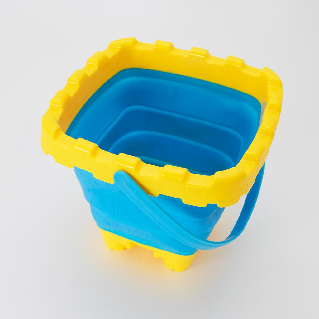 Square folding sandbox bucket - yellow