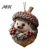 Winter Fairy Tale Tree Baubles Pine Cone Animal Christmas Ornaments, 2D Flat Acrylic Forest Xmas Pendant, Small Exchange Gifts for Cute Hedgehog