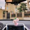 Bling Car Mirror Accessories for Women Men Love Heart and Pink Plush Ball Rinestones Car Accessories Car Rear View Mirror Charms