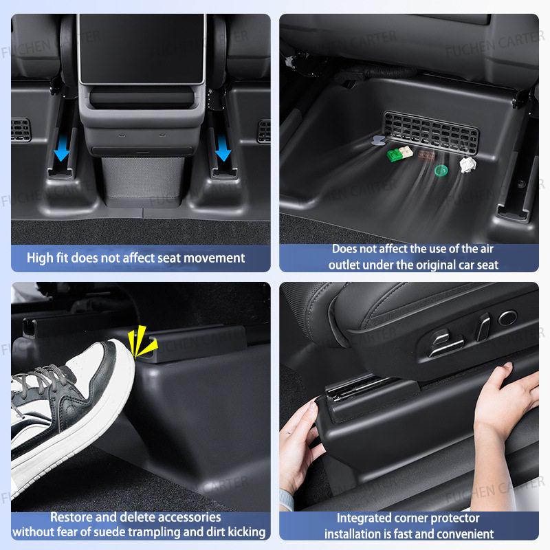 For Tesla New Model YL 2026 TPE Under Seat Corner Guard Seat Front Rear Seat Slide Rails Protector Cover Anti-Kick Accessories