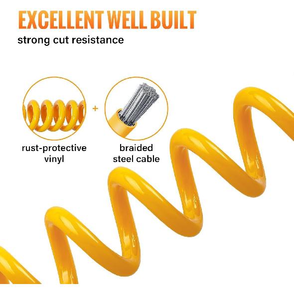 MECMO 4ft Breakaway Trailer Cable Trailer Brake Safety Cable Heavy Duty Stainless Steel Spring Towing Coiled Wire, Replacement Trailer Break Away