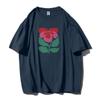 Shellsuning Beautiful Flowers Printed T-shirt for Women Summer Oversized Casual O-neck Simple All-match Girl Tees Basic Harajuku Couple Tops