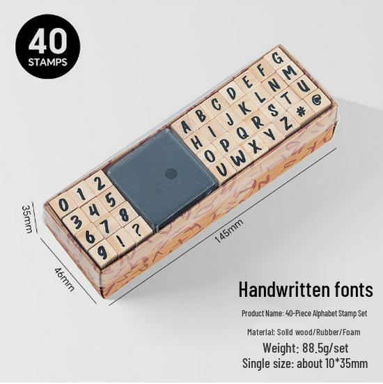 

Деревянные штампы с цифрами и буквами в виде пишущей машинки, набор для журнала - 40 шт., 8 стилей