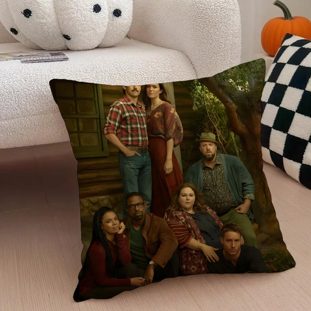 TThis Is Us Cushion Cover Throw Pillow Cover Hidden Button Durable Polyester Chair Cushion