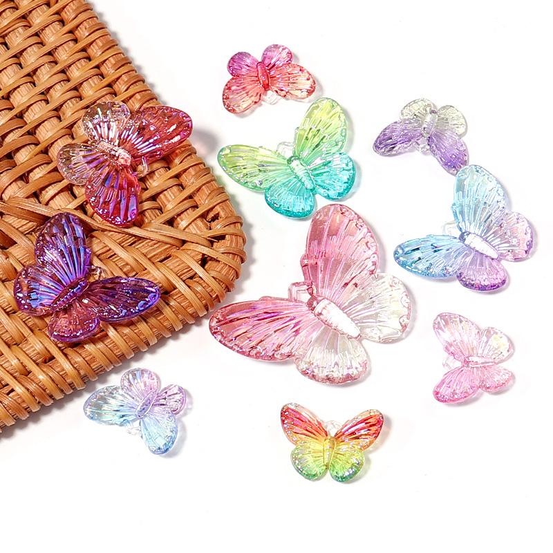 10-40pcs/lot Butterfly Acrylic Beads Gradient Color Loose Beads For Jewelry Making DIY Phone Case Handmade Gifts Accessories