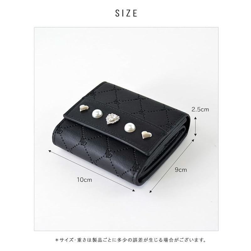 [SecretDoor] black trifold wallet ladies mini wallet small wallet woman trifold wallet Mitsuori wallet mini cute compact folding wallet Life easy to