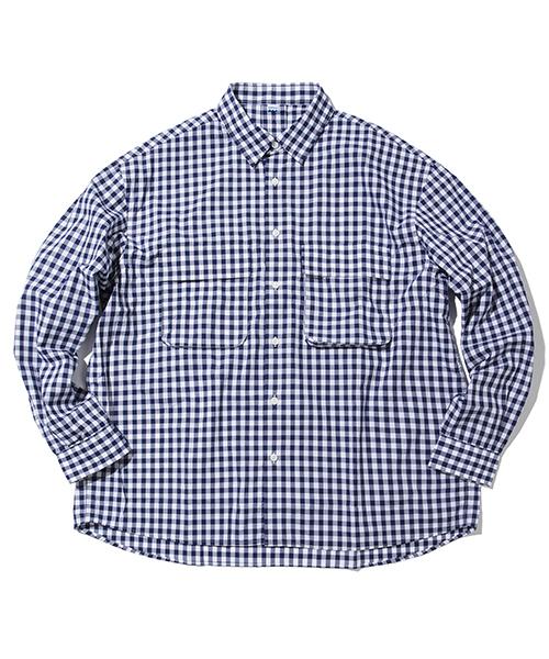 Softer Gingham Wide Shirt (Navy) White/L