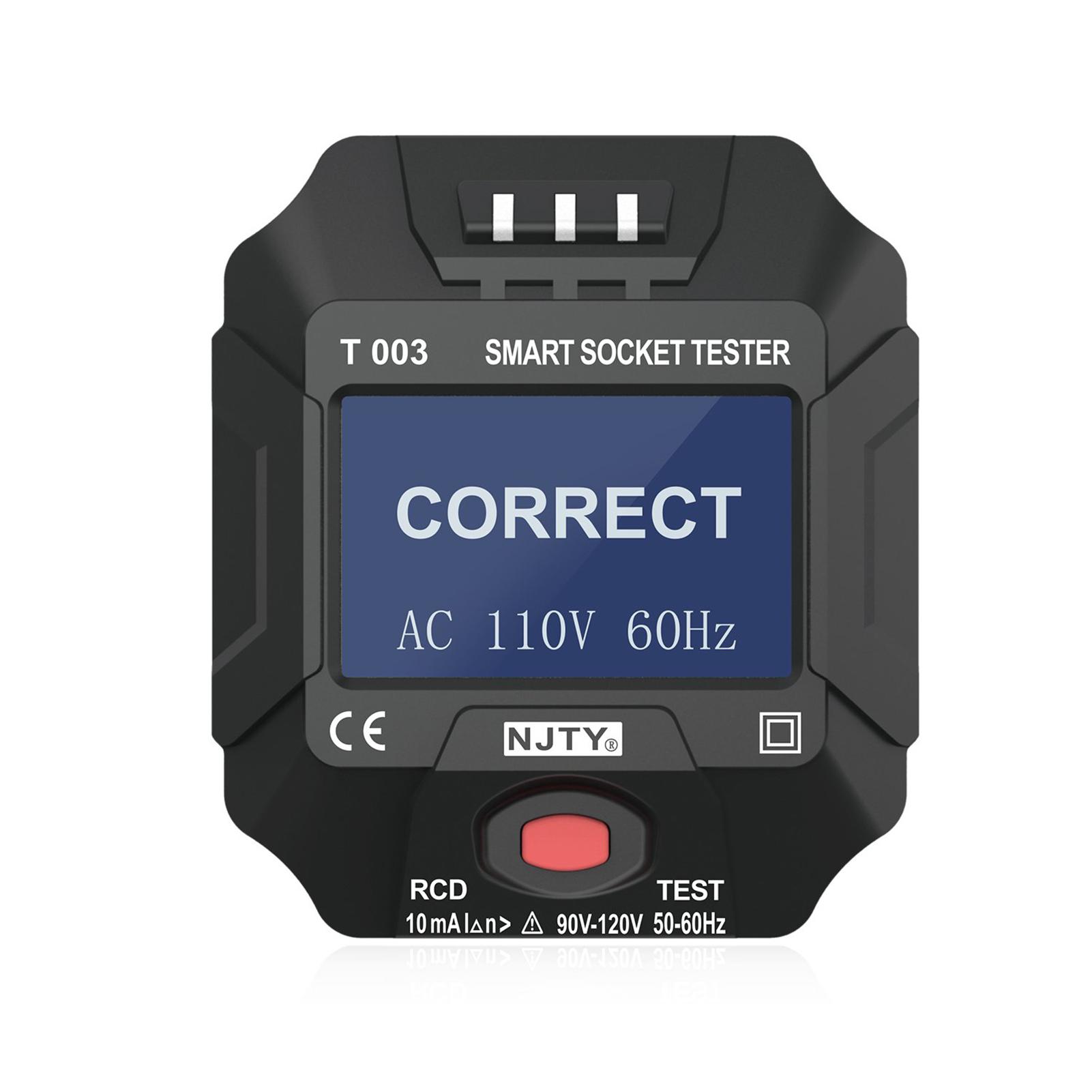 

NJTY 90~120V US Plug Socket Outlet Tester Smart Socket Tester Digital Display LCD Socket Tester Circuit Polarity Detector Wall UK Plug