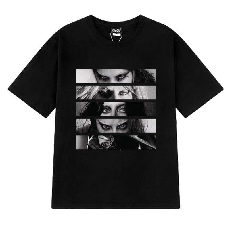 Hot Sale Lady Gaga 90s music Graphic T Shirt Unisex gothic Oversized short sleeve T-shirts Men Women black 100% Cotton clothing