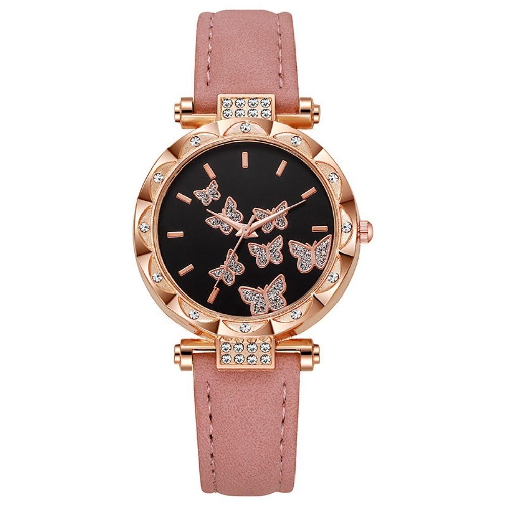 Butterfly Dial Quartz Watch Rhinestone Wristwatches Elegant Women Watches  Women