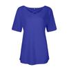 Women's Fashion Summer Solid Color T-shirt Crossed V-neck Short Sleeved Loose Top