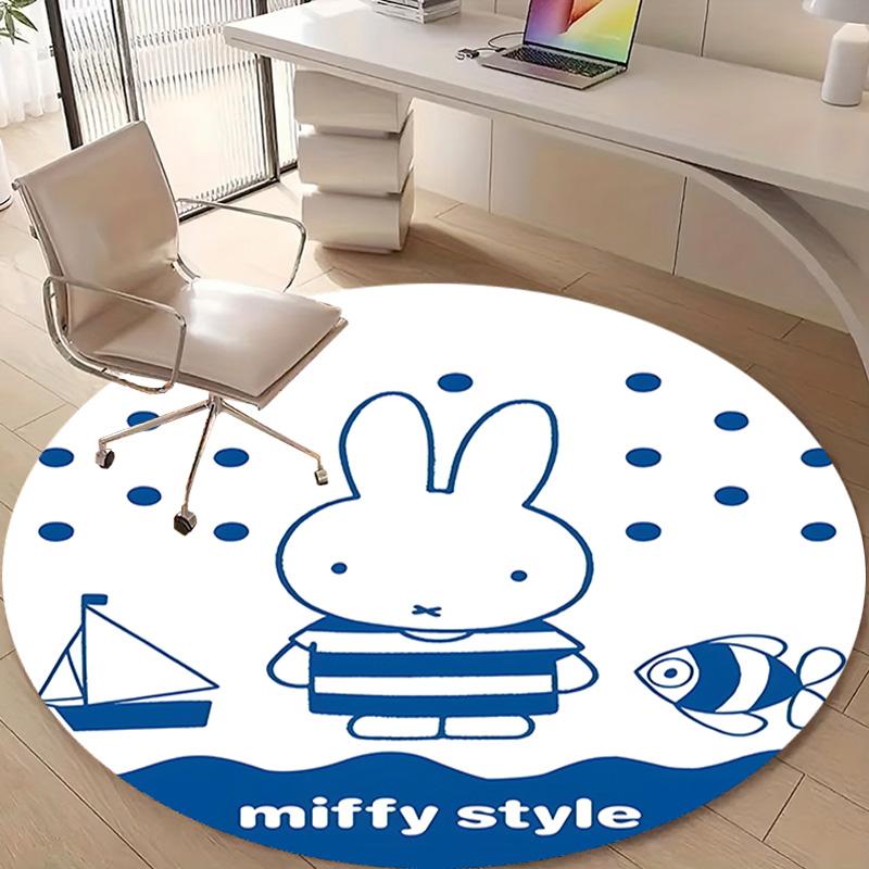1pc Miffy4 Design Printed Area Round Carpet for Bedroom Living Room Home Decor Rugs Mat Non Slip Mat Rug for Bedside