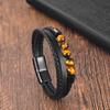 Trendy Multilayer Leather Bracelets Men Charm Jewelry Natural Stone Beaded Bracelets For Male Women Valentine Day Gifts