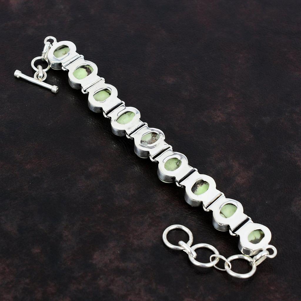 Lemon Chrysoprase Gemstone Bracelet 925 Sterling Silver Bracelet Adjustable Chain Bracelet Antique Jewelry Gifts For Wife Handmade Bracelet