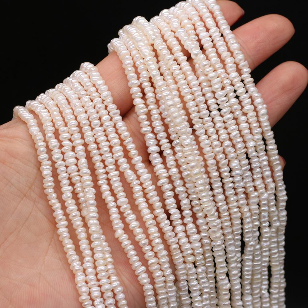 1String, Potato Shape Pearls, 3-3.5mm, White Natural Freshwater Pearl Beads for Jewelry Making DIY Supplies, Women's Craft Gifts 36cm